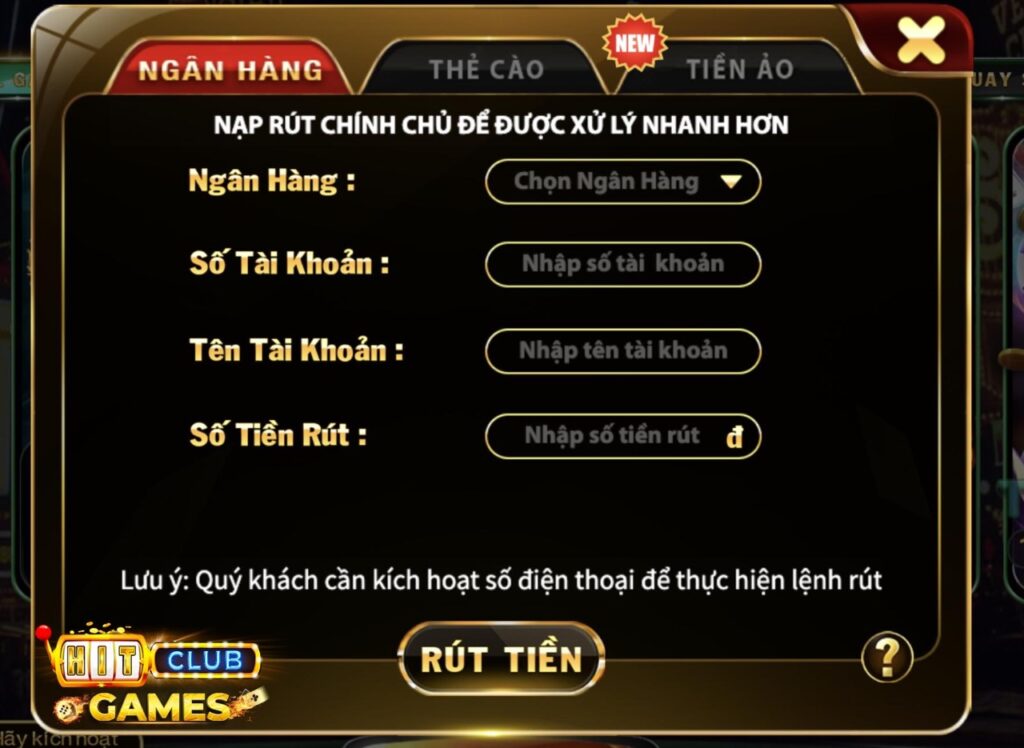 rút tiền hitclub qua ngân hàng